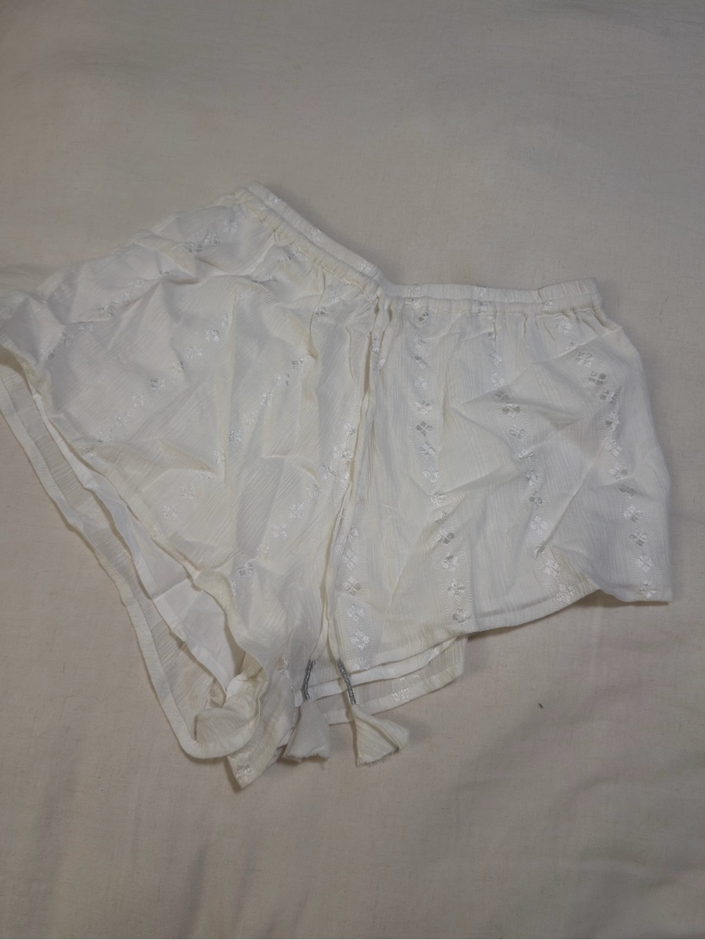 Roxy White Eyelet Drawstring Athletic Shorts